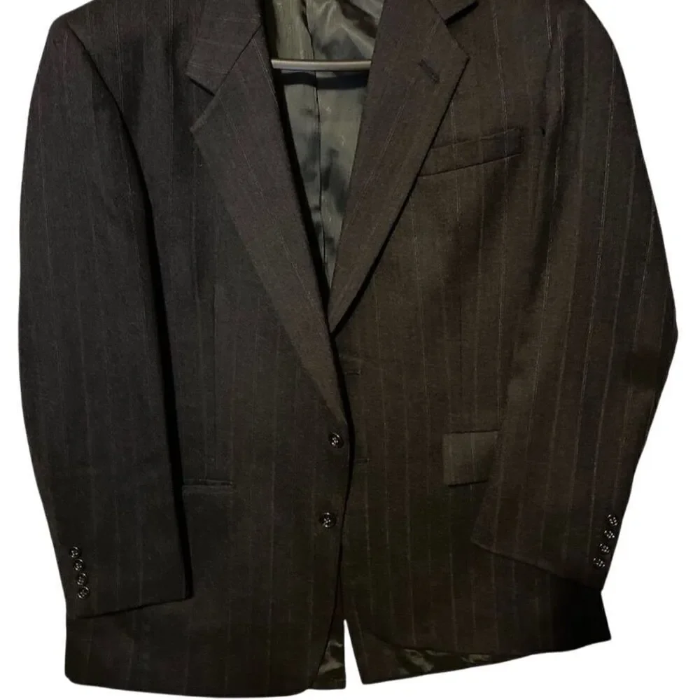 Austin Reed Men's Gray Wool Blazer 43L Formal Jacket two front buttons